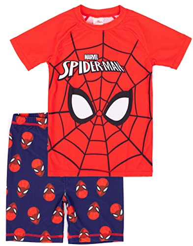 Marvel Spider-Man Badeanzug Jungen Kinder Zweiteilige Top Shorts Schwimmset 7-8 Jahre