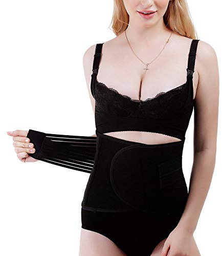 INNObeta Bauchband nach Geburt, Op, Kaiserschnitt, Schwangerschaft, Postpartum, bauchgurt mit Rückenunterstützung für damen (Schwarz S)