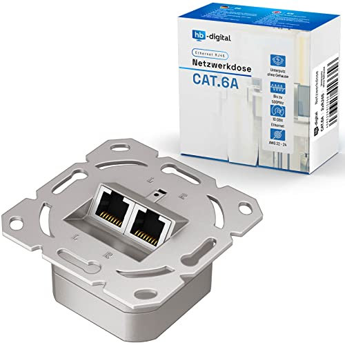 hb-digital 3 prese di rete CAT 6a RJ45 2 porte STP schermate, compatibili con cavi LAN rigidi PoE T568A/B standard in lega di zinco 10 Gigabit 50 mm x 50 mm, senza alloggiamento