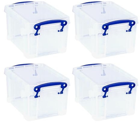 Really Useful Box Plastic Storage 1.6 Litre Clear (Pack of 4)