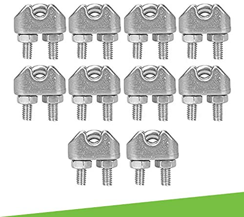 parpyon® Morsetti e Tenditori per Filo per stendere Il bucato da Esterno Kit serracavo per Filo in Acciaio Tenditori Vite e Occhiello Prodotto Italiano (10-Morsetti)