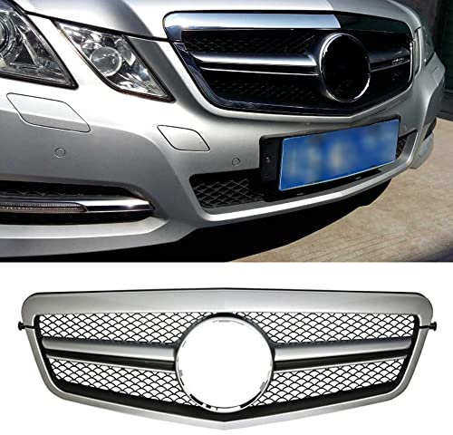 Dciustfhe Auto Front Nieren Kühlergrill Grill Stoßstangen, für Mercedes Benz E Class W212 E200 E300L AMG 2010-2013 ABS Gitter Doppelsteg Mesh Hood Luftansauggitter Sport,Chrome Style