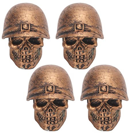 4 Stück Reifenventilkappen, Totenkopf-Stil, Autoreifen, Staubschutzkappen, Universelle Auto-Radreifen-Ventilkappen für Autos, Lastwagen, Fahrräder, Motorräder (Bronze)
