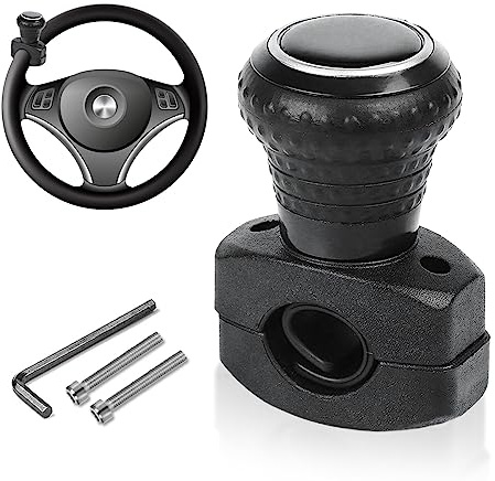 Nizirioo Boule De Volant Universelle - Pommeau/Poignée De Conduite Auxiliaire Pour Voiture, Tracteur, Tondeuse, Bateau, Camion, Véhicule (Noir)