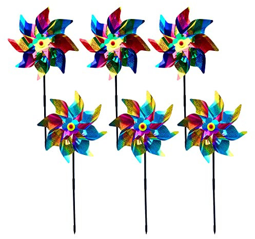 6 mulini a vento colorati anti-uccello, mulini a vento colorati che respingono gli uccelli, mulini a vento riflettenti anti-piccione, possono essere utilizzati in frutteti, fattorie, balconi, ecc.