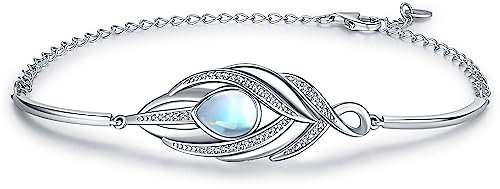 Odinstone Armbänder für Frauen, 925 Sterling Silber Mondstein Armband Einstellbare Frauen Charme Link Armband Schmuck Geburtstag Jahrestag Graduierung Geschenke für ihre Mutter Frau