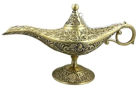 HXSCOO 13,7'' Home Decorative Vintage Metal Magic Lamp Gold Aladdin Genie Lamps Weihrauchbrenner
