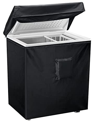 Luxiv Black Chest Freezer Cover, Waterproof 28Lx23Wx34H for 5 Cubic Feet Deep Freezer, Full Cover With Top Opening, Zipper Pocket, Strap