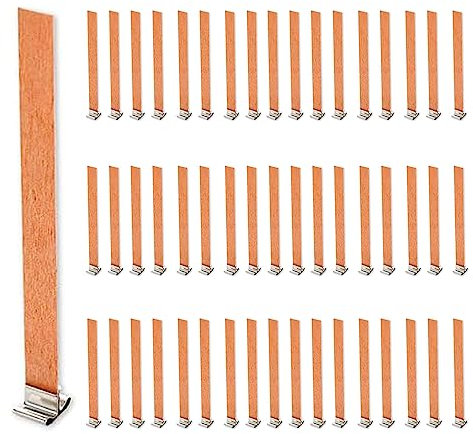 Mecha de Madera para Velas, Juego de 50 mechas para Velas de Madera, para Hacer Velas de Bricolaje, Manualidades, decoración, sin Humo, Naturales, ecológicas, mechas para Velas