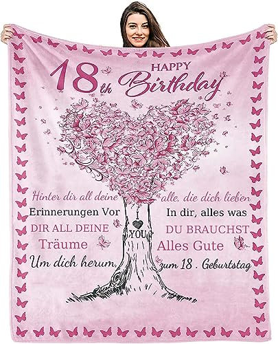 UOOYAA Personalisierte Kuscheldecke Geschenk zum 18.Geburtstag,18 Geburtstag Geschenk Mädchen Junge,Super Weiche Decke Geschenkideen zum 18,Freunde/Familie