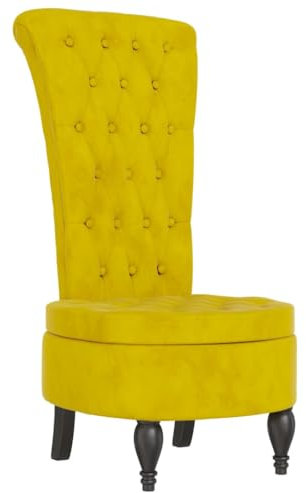 vidaXL Polsterstuhl, Polstersessel für Wohnzimmer Büro Schlafzimmer, Relaxsessel mit Hoher Rückenlehne, Relaxstuhl Sessel Stuhl Bürostuhl, Gelb Samt Knopfheftung