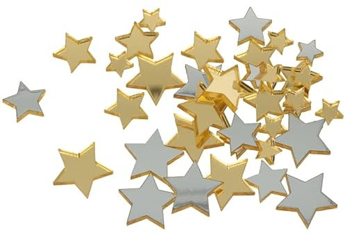Mini formas de acrílico - Estrellas - Dorado/Plata - 1-2 cm - 36 piezas
