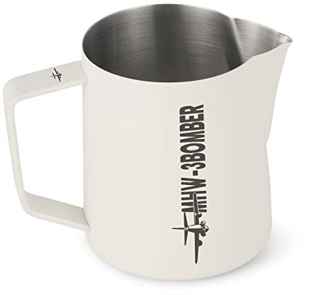 MHW-3BOMBER Milk Jug 600ml, Stainless Steel Milk Jug for Coffee Machine, Home Barista Coffee Accessories, Cappuccino Latte Art Cup, Milk Frothing Pitcher, White, Model: P5021W
