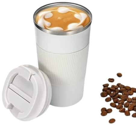 Americano Coffee Cup - Stainless Steel, Double Walled, Insulated, BPA-free Lock Lid, Leakproof, Silicone Grip, Heat Protection, Tea, Coffee, Barista, Flask, Mug, Tumbler, Classic Colours, 380 & 510 ml
