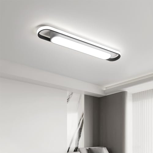 Naroume Modern LED Ceiling Light,72cm Flush Mount Ceiling Lamp,40W 6000K Linear Metal Ceiling Chandeliers Lighting Fixture for Living Room Bedroom Dining Room Office Hallway Closet Aisle