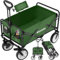 tectake Bollerwagen faltbar, Transportwagen klappbar, mit Tasche, Handwagen zum Ziehen, breite Gummireifen, Faltbarer Trolley zum Transport, für den Strand, im Garten, belastbar bis 80kg (grün)
