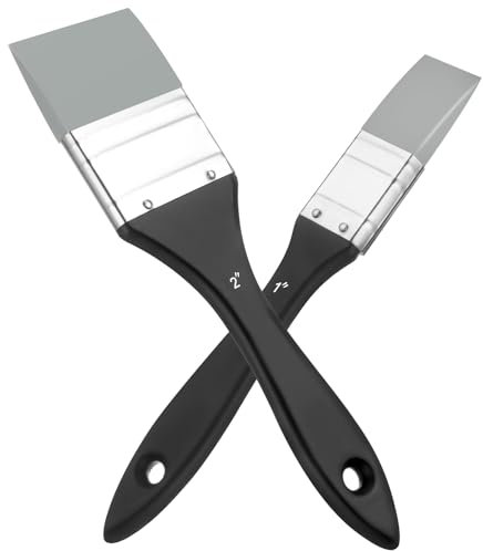 2 Stück Silikon Malen Pinsel,Breit und Schmal Silikonpinsel,Solide Pinsel,Spitzkantiges Solides Flaches Flexibles Malwerkzeug Flachpinsel für Acrylfarben zu Verschieben und zu Entfernen(1Zoll/2Zoll)