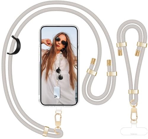 UKON Phone Lanyard Crossbody and Phone Wrist Strap Set Adjustable Neck Strap with Premium Metal Buckle Anti Theft Crossbody Body Strap 2 Tether Patches Compatible with Most Smartphone