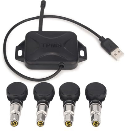 GONFEN ES342 USB Universal TPMS Module Reifendrucksensor mit 4 Interne Sensoren Display Reifendrucküberwachung Für Android 8.1+ Autoradios
