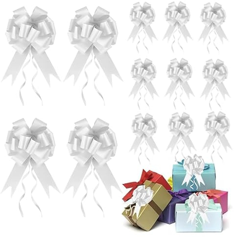 Geschenkschleifen 30 Teiliges Set Ziehschleifenband Weiß Schleifendekoration Große Schleifen Geschenk Ziehschleife Kann für Geschenkboxen, Partys, Hochzeitsdekorationen Verwendet Werden
