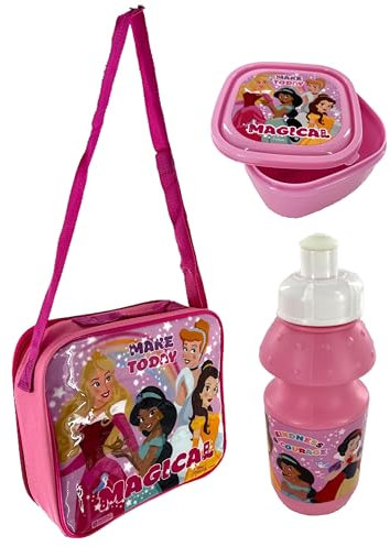 TDL Disney Princess 3Pc Lunch Set, Lunch Bag, Drink Bottle, Sandwich Box,, 810817