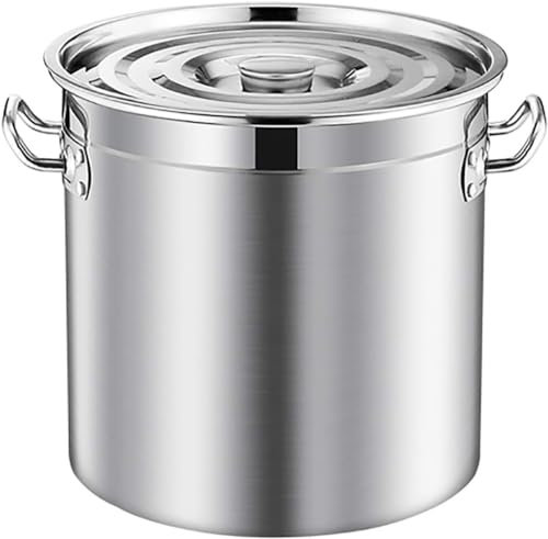 Stockpot Large Stock Pot, Professional Stainless Steel Stock Pot with Lid, Cooking Pot, Suitable for Various Heat Sources, Silver||40cm*40cm (50L)