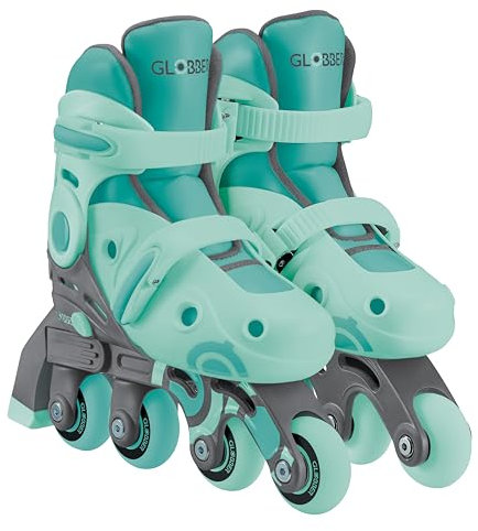 GLOBBER Learning Skates 2in1, Inline- und Quad-Skates Kinder, verstellbar Gr.26-29, ABEC 9, Rollengröße 48x24 mm, Mint