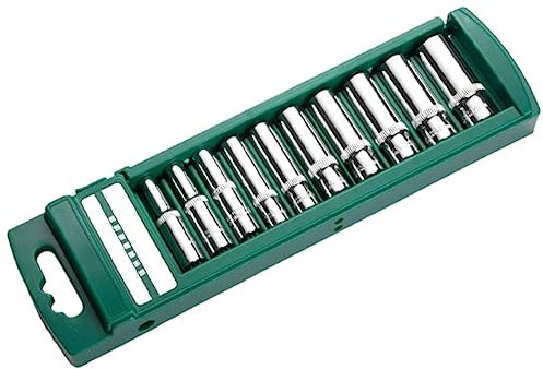 KEALBAUS 10 Piezas de Dado Externo de 1/4 de Pulgada con Cabeza de Dado Hexagonal Larga y Herramienta de Llave de Carraca Combinada