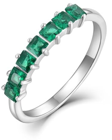 starchenie Damen Ewigkeitsringe 925 Sterling Silber Grüner Geburtsstein 5A Zirkonia Jahrestag Verlobungsring Größe 58