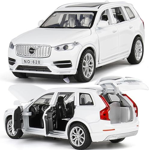 EMRGAZQD Motorfahrzeuge Replika Auto 1/32 for Volvo XC90 SUV Mit Sound Und Licht Maßstab Legierung Auto Modell Geländewagen Sammlerstück Originalgetreue Nachbildung(White)