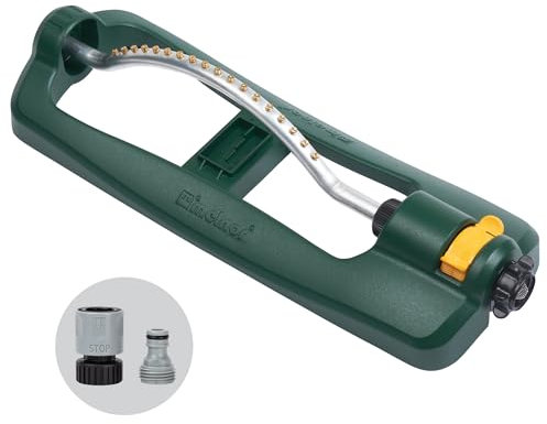 Melnor 65132AMZ TurboTek Turbo Oscillating Sprinkler with Brass Nozzles and QuickConnect Set, Green, Yellow, Black