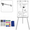LZQ Whiteboard Magnetisch Flipchart Ständer, White Board mit Dreibein Ständer, Mobil Whiteboards Höhenverstellbares, mit 1 Radiergummi, Ablage, 2 Flipchart Haken, 6 Whiteboard-Marker, 12 Magneten,