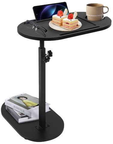 Beistelltisch Couch C Form, Holz Badewannentisch Badewannenablage Höhenverstellbar Badewannen Tabletttisch Sofatisch Drehbarer Wohnzimmertisch Telefontischfür Wohnzimmer