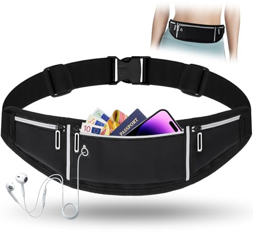 Alyvisun Ceinture de Running, Sac Banane Homme et Femme Réglable Ceinture Course à Pied Etanche Smartphone Banane Sport Jogging Footing Courir Fitness Belt Bag pour Tous Les Telephones