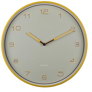 Karlsson Wanduhr Lined Numbers - Gelb - Ø40cm | Rund - skandinavisch - Eisen - Wanduhr Modern Wohnzimmer - Wanduhren