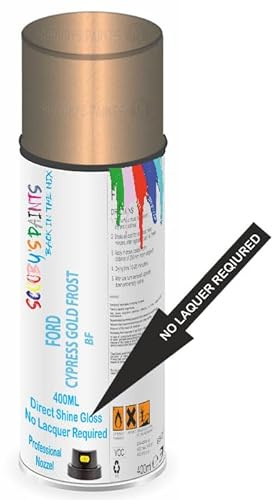 SCOOBYS PAINTS BACK IN THE MIX Direct Gloss Aerosol Spray Paint For Ford Cypress Gold Frost Code: Bf No Lacquer Required