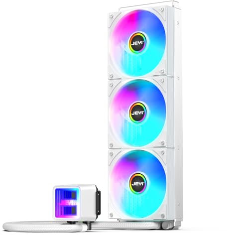 JEYI 360mm AIO CPU Water Cooler,Refrigeracion Liquida 360mm Water Cooling,Infinity Mirror Efficient PWM-Controlled Pump,for AMD AM5/AM4,Intel LGA1851/1700,iArcticStorm 360 mm White,4.72x15.47x2.01