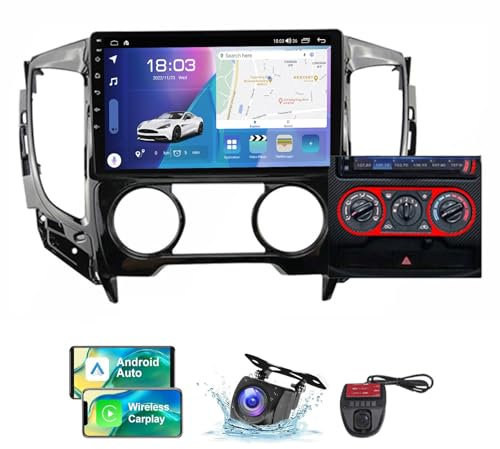 ZZPHKK Android 13 Carplay Android Auto Car Radio 2 DIN für Mitsubishi L200 5 2015-2019 FM RDS DAB+ Car Radio mit Screen 9 Zoll Unterstützung DSP Equalizer/Bluetooth 5.0/Rear View Camera(A,NF-7)
