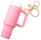 DAJISI cute keyring, Mini Cup Keychains Designed for Stanley Cup Tiny Cup key rings with Flower charm keychain accessories for Women Girls Handbags Backpacks（Pink）