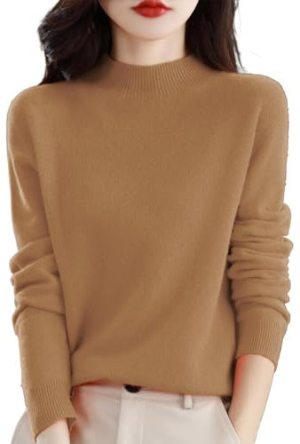 HEONSATI Maglia Collo Alto Cashmere Pullover Lavorato Leggero Intimo Lana Maglioncino Cashmere Donna Maglioni Dolcevita vestibilità Oversize Magliette Senza Cuciture Primavera Autunno Morbido