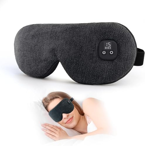 Telepepe Augenmaske Wärmend, 1000mAh Wärmebrille mit Akku ohne Kabel, beheizte Augenmaske mit 4 Wärmestufen, waschbarer Bezug, Geschenke für Familie und Freunde (Schwarz)