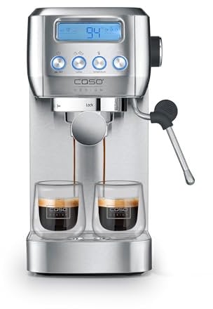 Caso EspressoGourmet Crema - Siebträgermaschine, Espressomaschine, mit Milchaufschäumer, Espresso, Cappuccino, Siebträger aus Edelstahl, 20 bar ULKA-Pumpe, Kaffeemaschine Kaffeepulver, ESE Pads
