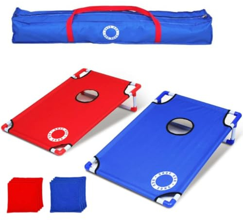 Cornhole Beach Set – 90 x 60 cm – Red Zone – Inkl. 2 x 4 Cornhole-Säcke und Tragetasche
