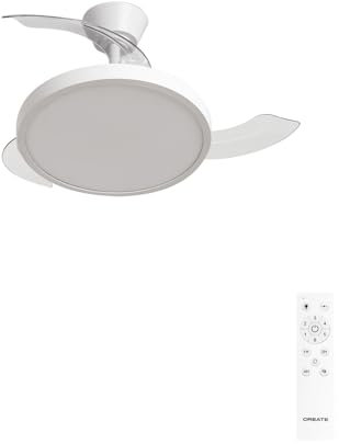 CREATE / WIND CLEAR STUDIO S/Ventilador de techo con luz blanco con mando / 40W, Temporizador, Ø 91 cm, 6 velocidades, aspas retráctiles, 3 temperaturas de luz, función verano-invierno