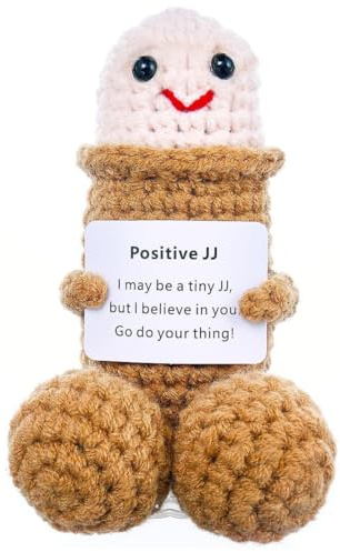 Positiver Penis, Motivationsgeschenke, Gute Besserung, Lustig und süß Glücksbringer Geschenke, Kreative gestrickte Wollpuppe mit positiver Energiekarte, Einschulung Geschenk