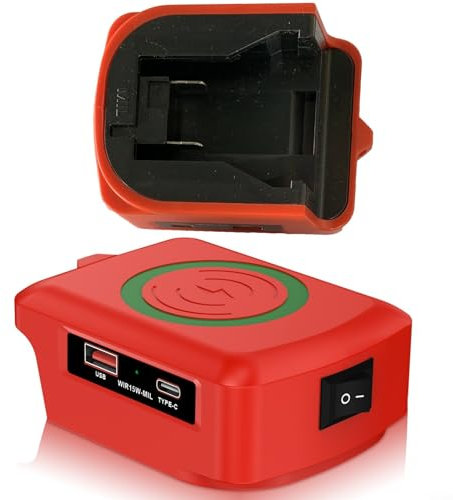 Advanced 15W Wireless Charger for Dewalt For DCB203 DCB180, Compact for Easy Portability (red)