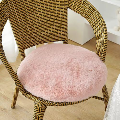 Générique Coussin Rond 40 x 40 CM Rose, Peluche Galette de Chaise avec Fermeture éclair, Lavables et Antidérapantes, Rond Coussins pour Chaises de Jardin Salle à Manger, Cuisine, Bureau