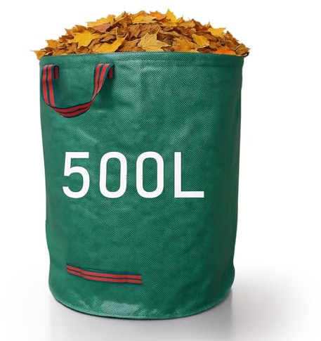 Zopper Garden Waste Bags Heavy Duty with Plastic Hoop Reusable Polypropylene Sacks Waterproof Garden Rubbish Bags (500L)