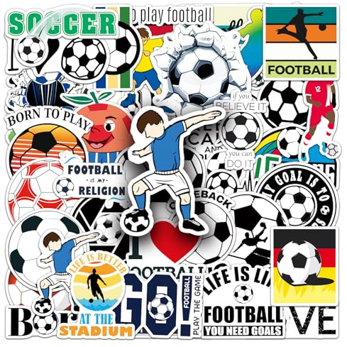50Pcs World Cup Football Stickers,Fashion Waterproof Individuality Football Stickers for Kids,Decorations Sticker for Water Luggage Laptop Flasks Skateboard
