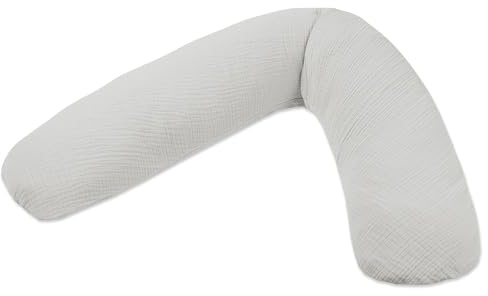 Theraline Stillkissen & Schwangerschaftskissen Dodo Pillow Premium - 180 cm inkl. Bezug aus Baumwolle - Leise und feine Perlen, schadstoffgeprüft, maschinenwaschbar (Nebelgrau)
